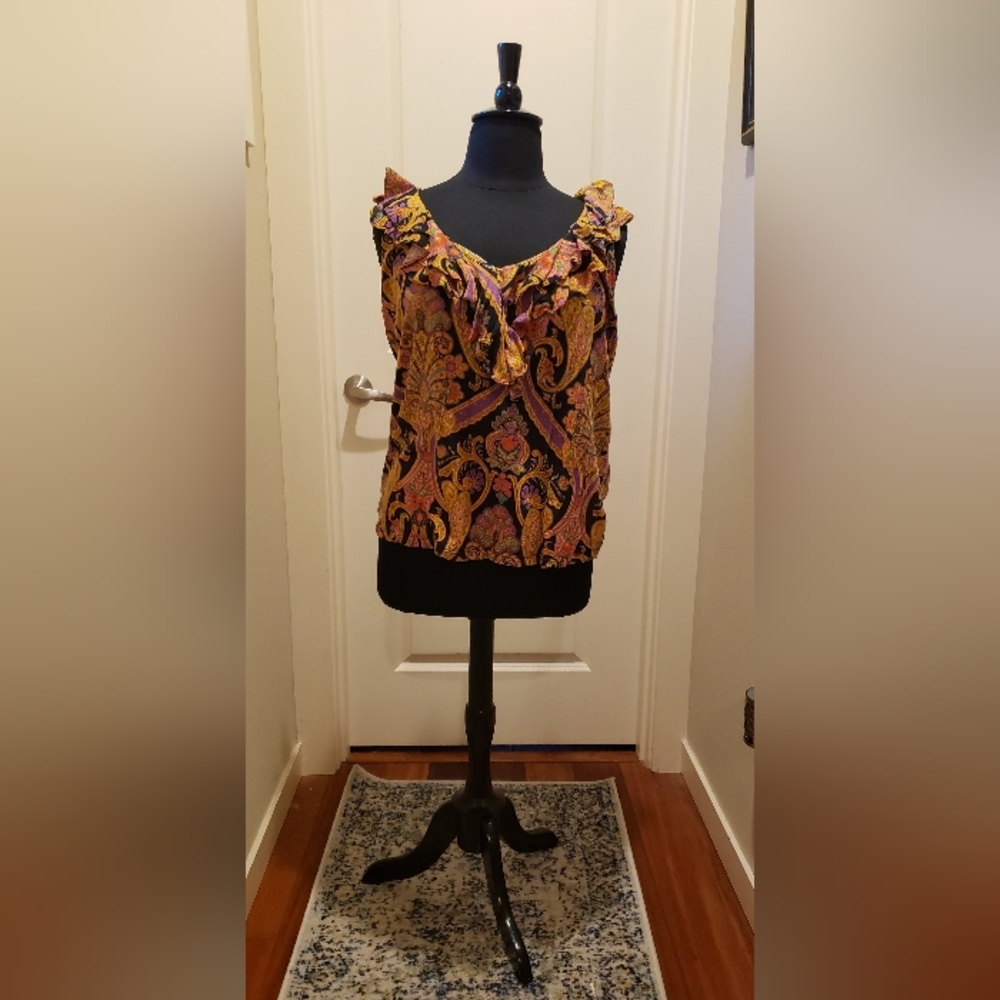 Lauren Ralph Lauren Multicolor Paisley Ruffle Sleeveless Blouse
